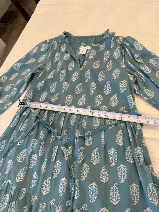 Lucky Brand Blue White Floral Tiered A-Line Dress 3/4 Sleeve S - Picture 6 of 9